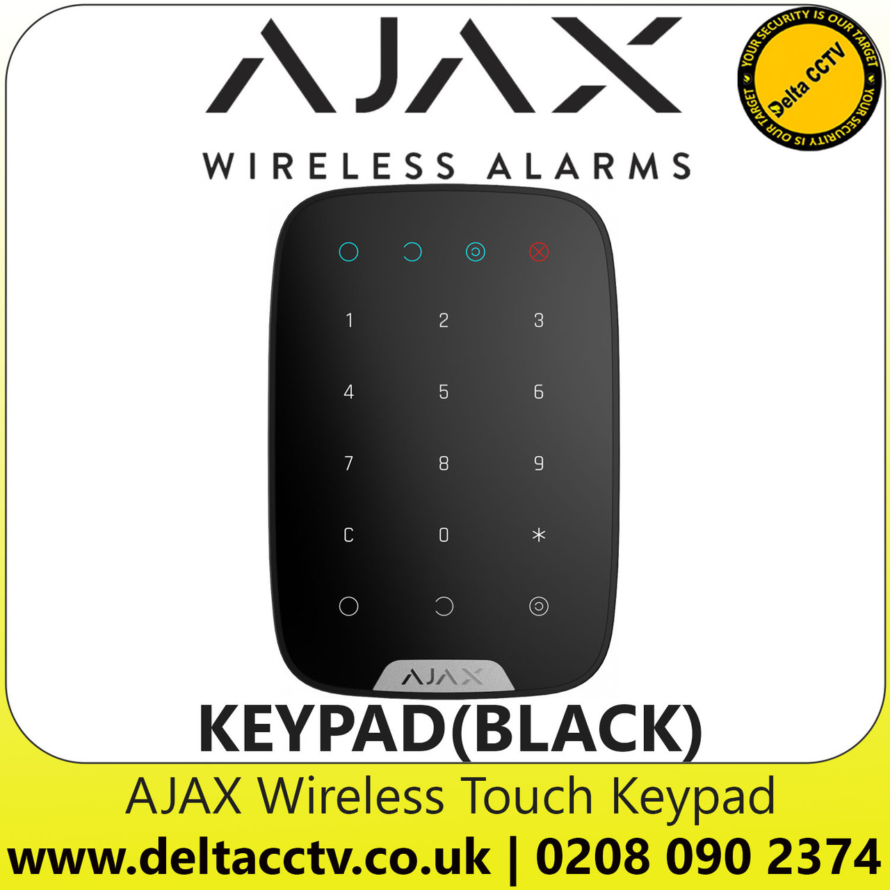 Ajax KEYPAD - BLACK Wireless Touch Keypad Is Used For Arming/disarming ...