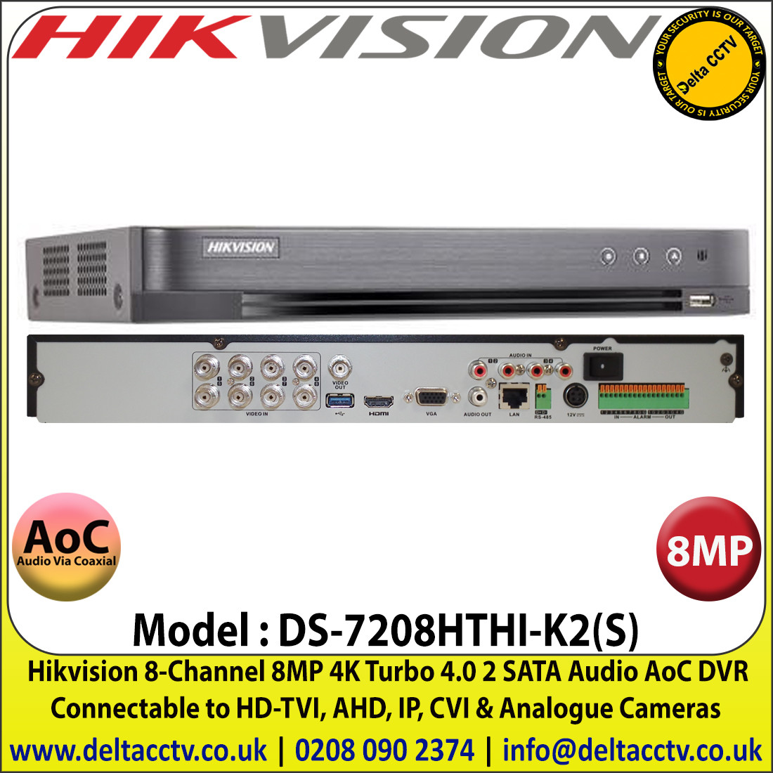 Dvr hikvision 8 discount channel turbo hd