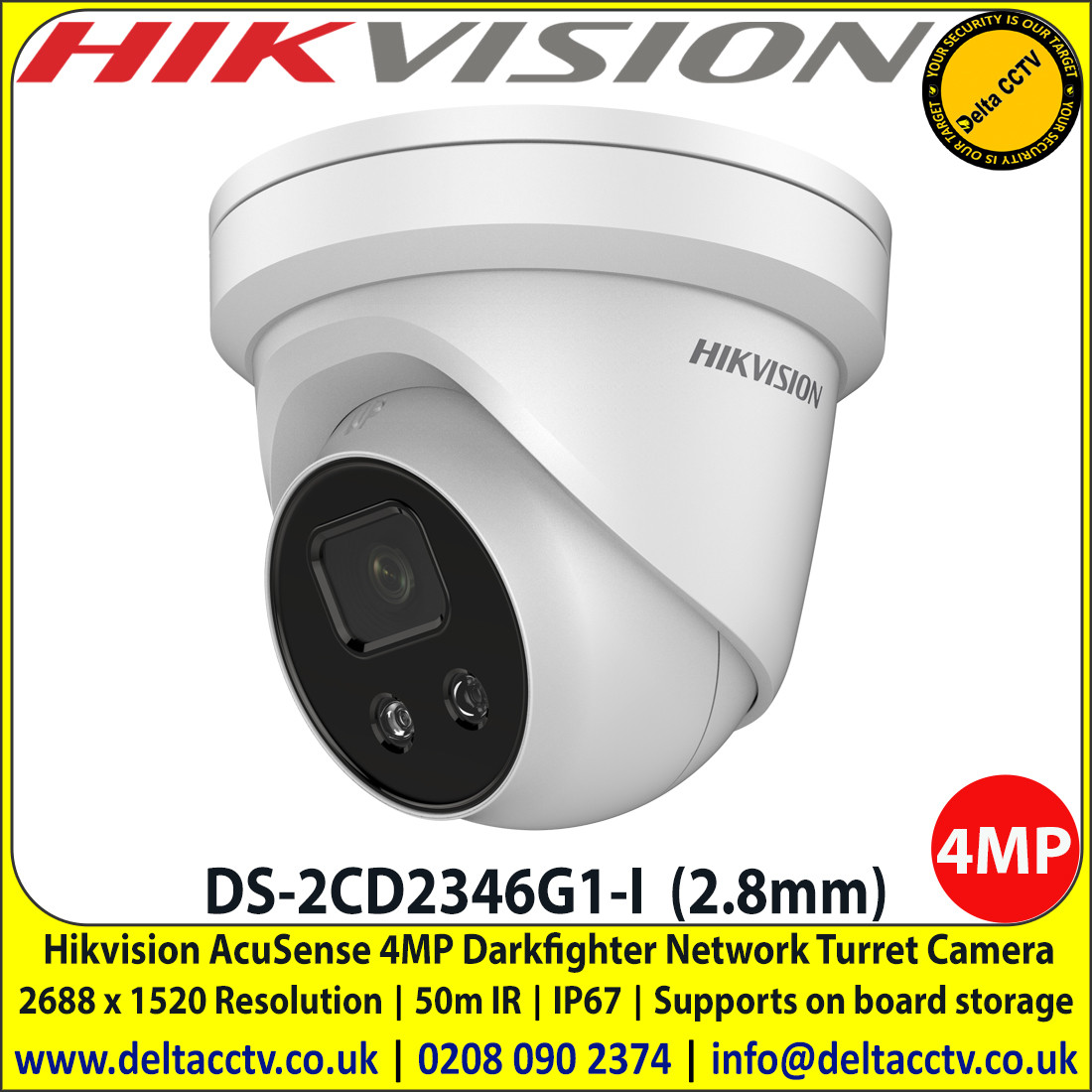 Ikvision DS-2CD2346G1-I AcuSense 4MP 2.8mm Fixed Lens Network Turret ...