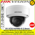 Hikvision 4 MP 2.8mm Fixed lens Indoor Darkfighter Network Dome Camera with IR & audio/alarm, Up to 30m IR distance, H.265+ compression, Vandal resistant up to IK10, Supports on board storage (up to 128GB) - DS-2CD2145FWD-IS