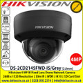 Hikvision 4MP 2.8mm Fixed lens Indoor Darkfighter Network Dome Camera with IR & audio/alarm, Up to 30m IR distance, H.265+ compression, Vandal resistant up to IK10, Supports on board storage (up to 128GB) - DS-2CD2145FWD-IS/Grey