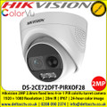 Hikvision DS-2CE72DFT-PIRXOF28 2 MP fixed lens colorVu PIR siren turret 4-in-1 camera with 2.8mm fixed lens, Up to 20m white light distance, IP67 weatherproof, PIR detection, Built-in siren, audible alarm, strobe light alarm