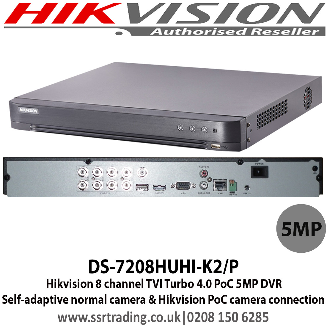 Hikvision 5mp Colorvu Camera Kit With 8 Channel Dvr The Kit Consists Of 1 X Ds 78huhi K2 P 8 X Ds 2ce72hft F 6tb Wd Purple Hard Drive 1 X Power Supply 8 X m Bnc Cable