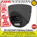 Hikvision DS-2CE72HFT-F28/Grey 5MP fixed lens colorVu turret grey camera with 2.8mm lens, Up to 20m white light distance, IP67 weatherproof, Full time color, Smart light, 4 in 1, TVI, CVI, AHD or Analogue camera