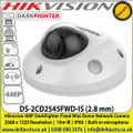 Hikvision - DS-2CD2545FWD-IS (2.8 mm) 4MP DarkFighter Fixed Mini Dome Network IP Camera, 2688 x 1520 Resolution, 10m IR, IP66, Built-in microphone