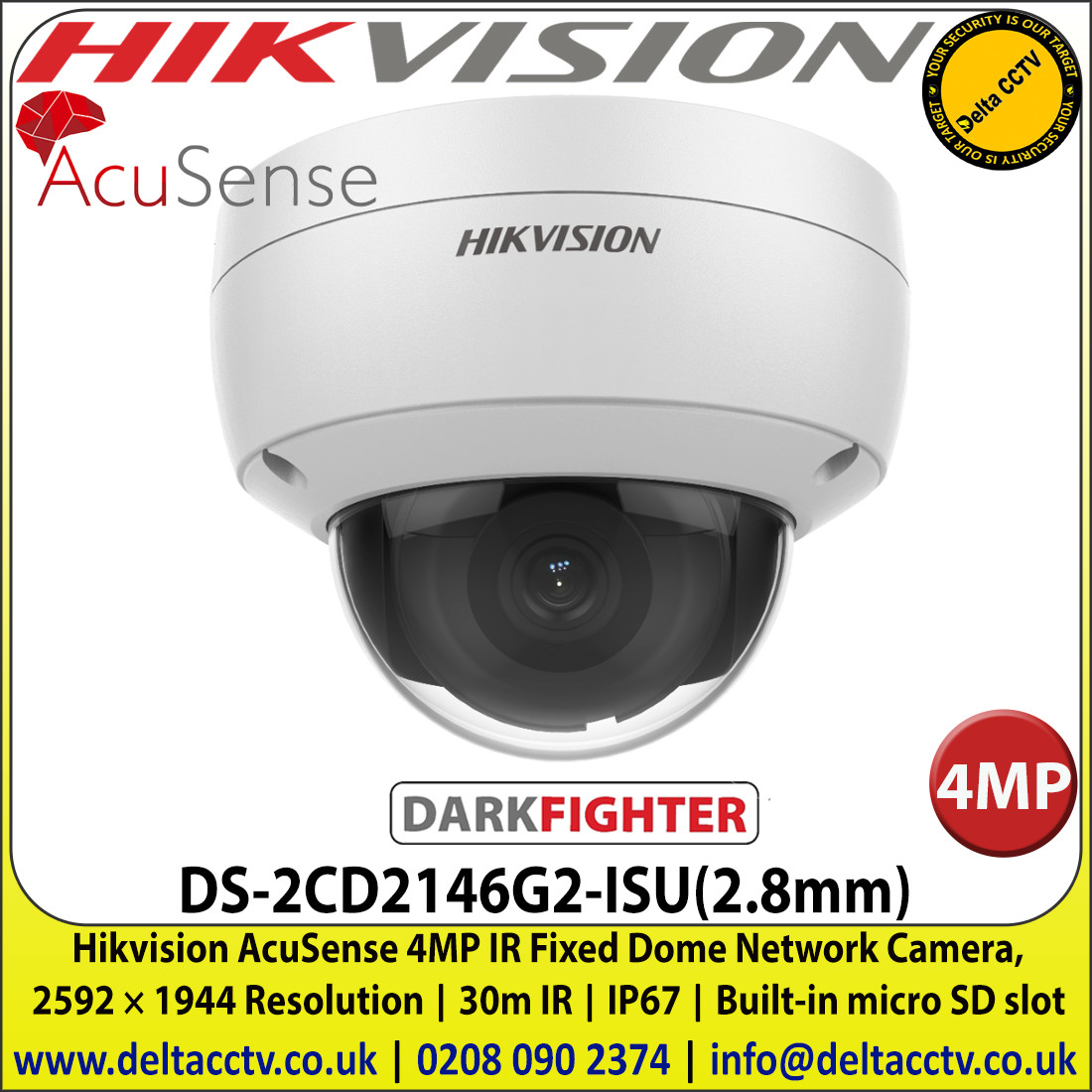 Hikvision DS-2CD2146G2-ISU(2.8mm) AcuSense 4MP IR Fixed Lens ...