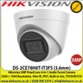 Hikvision 5MP Fixed Lens Audio Turret Camera, 40m IR, IP67, Built-in mic,  4 in 1 video output (switchable TVI/AHD/CVI/CVBS) - DS-2CE78H0T-IT3FS (3.6mm)   