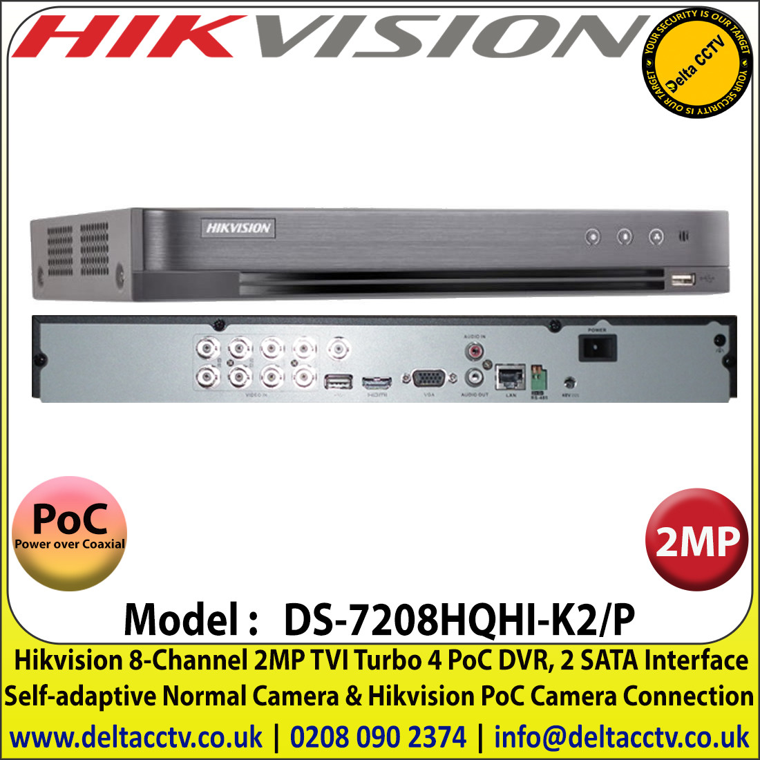 Hikvision 7208hqhi hot sale