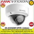 Hikvision - 2MP 2.8mm Fixed Lens Ultra-Low Light HD-TVI PoC Dome Camera, 20m IR Distance, IP67 Weatherproof, True Day/Night, Smart IR, EXIR - DS-2CE56D8T-VPITE