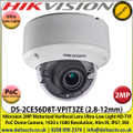 Hikvision - 2MP 2.8-12mm Motorized Varifocal Lens Ultra-Low Light HD-TVI  PoC Dome Camera, 40m IR Distance, IP67 Weatherproof, IK8 Vandal Resistant, WDR, True Day/Night, Smart IR, EXIR - DS-2CE56D8T-VPIT3ZE