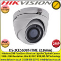 Hikvision - 2MP 2.8mm Fixed Lens Ultra-Low Light HD-TVI PoC Eyeball Camera, 20m IR Distance, IP67 Weatherproof, WDR, True Day/Night, Smart IR, EXIR 2.0 - DS-2CE56D8T-ITME