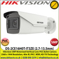 Hikvision - 5MP 2.7-13.5mm Motorized Varifocal Lens HD-TVI PoC Bullet Camera, 40m IR Distance, IP67 Weatherproof, Digital WDR, Smart IR, EXIR, True Day/Night - DS-2CE16H0T-IT3ZE