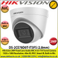 Hikvision - 2MP 2.8mm Fixed Lens 4-in-1 AoC Audio Turret Camera, Switchable TVI/AHD/CVI/CVBS, 40m IR Distance, IP67 Weatherproof, Audio Over Coaxial Cable, Built-in Mic - DS-2CE78D0T-IT3FS