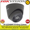 Hikvision - 2MP 3.6mm Fixed Lens Ultra-Low Light Grey Analog Turret Camera, 40m IR Distance, IP67 Weatherproof, Smart IR, EXIR, True Day/Night - DS-2CE56D8T-IT3/Grey