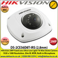 Hikvision - 2MP 2.8mm Fixed Lens Ultra-Low Light MIC HD-TVI Indoor Mini Dome Camera, 20m IR Distance, Built in microphone, WDR, Smart IR, EXIR, True Day/Night - DS-2CE56D8T-IRS