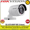 Hikvision - 2MP 3.6mm Fixed Lens 4-in-1 Bullet Camera, Switchable TVI/AHD/CVI/CVBS, 20m IR Distance, IP66 Weatherproof, Smart IR, EXIR, True Day/Night - DS-2CE16D0T-IRF 