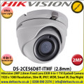 Hikvision - 2MP 2.8mm Fixed Lens Ultra-Low Light 4-in-1 HD-TVI Eyeball Camera, Switchable TVI/AHD/CVI/CVBS, 30m IR Distance, IP67 Weatherproof, WDR, EXIR, True Day/Night - DS-2CE56D8T-ITMF