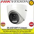 Hikvision - 2MP 3.6mm Fixed Lens ColorVu Turret Camera, 4-in-1 TVI/CVI/AHD/Analogue, 20m White Light Distance, IP67 Weatherproof, WDR, 24/7 Full Color Imaging - DS-2CE72DFT-F