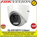 Hikvision - 2MP 2.8mm Fixed Lens ColorVu Turret Camera, 4-in-1 TVI/CVI/AHD/Analogue, 20m White Light Distance, IP67 Weatherproof, WDR, 24/7 Full Color Imaging - DS-2CE72DFT-F