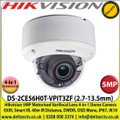 Hikvision - 5MP 2.7-13.5mm Motorized Varifocal Lens  4-in-1 Vandal Dome Camera, Switchable TVI/AHD/CVI/CVBS, 40m IR Distance, IP67 Weatherproof, IK10, DWDR, EXIR, Smart IR - DS-2CE56H0T-VPIT3ZF