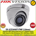 Hikvision - 5MP 2.8mm Fixed Lens 4-in-1 Eyeball Camera, Switchable TVI/AHD/CVI/CVBS, 20m IR Distance, IP67 Weatherproof, DWDR, EXIR, Smart IR - DS-2CE56H0T-IT3F