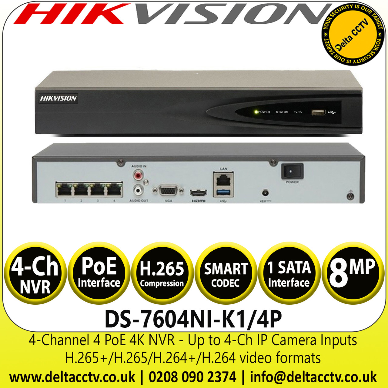 Hikvision 4 channel discount nvr with poe