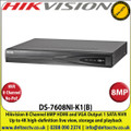 Hikvision - 8 Channel NVR with 8 MP Resolution, No PoE, 1 SATA Interface, HDMI and VGA Output, Supports Decoding H.265+/H.265/H.264+/H.264 Video Formats - DS-7608NI-K1(B)