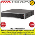 Hikvision - 8 Channel NVR with 12 MP Resolution, 8 Power-over-Ethernet (PoE) Interfaces, 4 SATA Interface, HDMI and VGA Output, Supports H.265/H.264/MPEG4 Video Formats, Supports Thermal Camera/Fisheye/People counting/Heatmap/ANPR - DS-7708NI-I4/8P