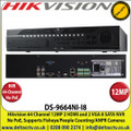 Hikvision - 64 Channel NVR with 12 MP Resolution, No PoE, 8 SATA Interface, 2 x HDMI & 2 x VGA  Interfaces, Supports H.265/H.264/MPEG4 Video Formats, Supports Specialist Cameras Including Ppeople Counting,ANPR, Fisheye Cameras - DS-9664NI-I8