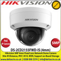 Hikvision - 5MP 4mm Fixed Lens PoE IP Network Dome Camera, 30m IR Distance, IP67 Weatherproof, IK10, WDR, 3DNR, Support SD/SDHC/SDXC Card Slot - DS-2CD2155FWD-IS