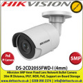 Hikvision - 5MP 4mm Fixed Lens PoE IP Network Bullet Camera, 30m IR Distance, IP67 Weatherproof,  WDR, 3DNR, Support SD/SDHC/SDXC Card Slot - DS-2CD2055FWD-I