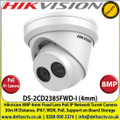 Hikvision - 8MP 4mm Fixed Lens PoE IP Network Turret Camera, 30m IR Distance, IP67 Weatherproof,  WDR, 3DNR, Support SD/SDHC/SDXC Card Slot - DS-2CD2385FWD-I  