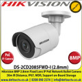 Hikvision - 8MP 2.8mm Fixed Lens PoE IP Network Bullet Camera, 30m IR Distance, IP67 Weatherproof,  WDR, 3DNR, Support SD/SDHC/SDXC Card Slot - DS-2CD2085FWD-I