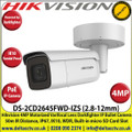 Hikvision 4MP 2.8-12mm Motorized Varifocal Lens Darkfighter PoE IP Network Bullet Camera, 50m IR Distance, IP67 Weatherproof, WDR, H.265+ Compression, Built-in micro SD/SDHC/SDXC Card Slot, IK10 - DS-2CD2645FWD-IZS 