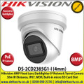 Hikvision - 8MP 4mm Fixed Lens Darkfighter PoE IP Network Turret Camera, 30m IR Distance, IP67 Weatherproof, WDR, H.265+ Compression, Built-in micro SD/SDHC/SDXC Card Slot - DS-2CD2385G1-I