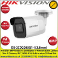Hikvision - 8MP 2.8mm Fixed Lens Darkfighter PoE IP Network Bullet Camera, 30m IR Distance, IP67 Weatherproof, WDR, H.265+ Compression, Built-in micro SD/SDHC/SDXC Card Slot, IK10 - DS-2CD2085G1-I 