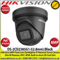 Hikvision - 8MP 2.8mm Fixed Lens Darkfighter PoE IP Network Black Turret Camera, 30m IR Distance, IP67 Weatherproof, WDR, H.265+ Compression, Built-in micro SD/SDHC/SDXC Card Slot - DS-2CD2385G1-I/B 