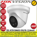 Hikvision - 8MP 2.8mm Fixed Lens AcuSense Darkfighter Network Turret Camera, 30m IR Distance, IP66, WDR, H.265+, Built-in micro SD Card Slot, Face Capture, Smart Motion Detection, Built-in Microphone, Built-in Speaker and Alarm - DS-2CD2386G2-ISU/SL 