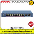 Hikvision - 8-Ports 100Mbps Long-range Unmanaged PoE+ switch, Up to 250m Transmission Achievable at Reduced Mbps Rate - DS-3E0310HP-E