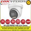 Hikvision - 2MP 2.8-12mm Motorized Varifocal Lens ColorVu PoC HD-TVI Turret Camera, 40m White Light Distance, IP68 Weatherproof, 130dB WDR, Smart Light, 24/7 Full Color Imaging - DS-2CE79DF8T-AZE