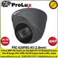 ProLux - 8MP (4K) 2.8mm Fixed Lens Starlight (Full-Colour Night Vision) Grey HD-CVI IR Eyeball CCTV Camera, 50m IR Range, IP67, DC12V, HD/SD Output Switchable, Built-in MIC, Audio in Interface, WDR, 3DNR - PXC-620F8G-AS 