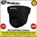 ProLux - 8MP (4K) 2.8mm Fixed Lens Black HD-CVI IR Eyeball CCTV Camera, CVI/CVBS/AHD/TVI Switchable, 30m IR Range, IP67, DC12V, Built-in MIC, WDR, 3DNR, Smart IR - PXC-622F8-BLA 