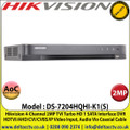 DS-7204HQHI-K1(S)-SSR  - Hikvision 4 Channel 2MP Audio Via Coaxial Cable DVR, HDTVI/AHD/CVI/CVBS/IP Video Input, 1 SATA Interface, H.265 Pro+/H.265 Pro/H.265 Video Compression 