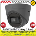 Hikvision - 5MP 2.8mm Fixed Lens AoC 4-in-1 Audio Turret Grey CCTV Camera, Switchable TVI/AHD/CVI/CVBS, 40m IR Distance, IP67 Weatherproof, Smart IR, True Day/Night, Audio Over Coaxial Cable, Built-in Mic - DS-2CE78H0T-IT3FS/Grey