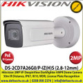 Hikvision - 2MP 2.8-12mm Varifocal Lens DeepinView DarkFighter ANPR IP PoE Network Bullet CCTV Camera, 50m IR Distance, IP67 Weatherproof, IK10 Vandalproof,  140 dB WDR, H.265+ compression, Built-in micro SD/SDHC/SDXC slot - DS-2CD7A26G0/P-IZ(H)S