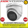 Hikvision - 5MP 3.6mm Fixed Lens 4-in-1 Turret CCTV Camera, Switchable TVI/AHD/CVI/CVBS, 30m IR Distance, IP67 Weatherproof, Smart IR, Digital WDR - DS-2CE76H0T-ITMF(C) 