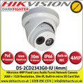 Hikvision 4MP 4mm Fixed Lens Darkfighter Audio IP PoE Network Turret CCTV Camera, 30m IR Distance, IP66 Weatherproof, WDR, Built-in micro SD/SDHC/SDXC card slot, Built-in microphone - DS-2CD2343G0-IU