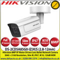Hikvision - 8MP 2.8-12mm Fixed Lens Varifocal IP PoE Bullet Network CCTV Camera, 50m IR Distance, IP67 Weatherproof, IK10 VandalProof, 120db WDR Alarm I/O , H.265+ compression, Built-in micro SD/SDHC/SDXC card slot -  DS-2CD5A85G0-IZ(H)S