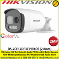 Hikvision 2MegaPixel 2.8mm Fixed Lens AoC ColorVu PIR Siren Audio TVI Bullet Camera, 40m IR  White Light Distance, IP67 Weatherproof, Strobe light & audio alarm, Built in MIC & Speaker - DS-2CE12DF3T-PIRXOS 