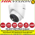 Hikvision 2MP 2.8mm Fixed Lens PIR Detection HD-TVI Turret Camera, 20m IR Distance, IP67 Weatherproof, PIR detection, Strobe light alarm, Alarm out - DS-2CE71D0T-PIRLO 